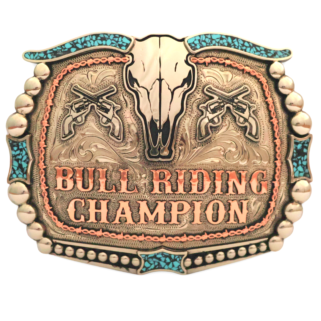 BULL RIDING TURQUOISE BUCKLE